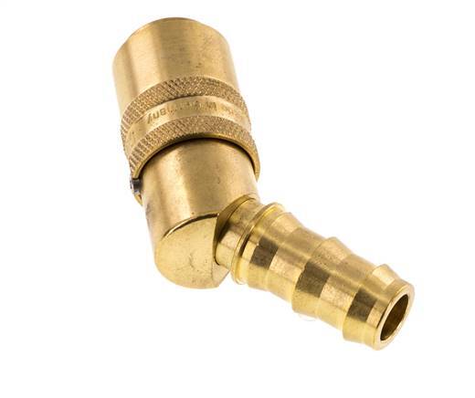 Brass DN 9 Mold Coupling Socket 12.7 mm Hose Pillar Unlocking Protection Double Shut-Off 45-deg