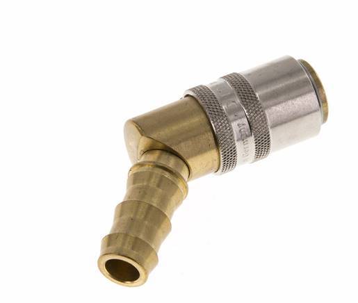 Brass DN 9 Mold Coupling Socket 12.7 mm Hose Pillar Unlocking Protection 45-deg