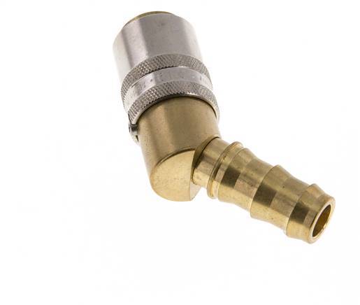 Brass DN 9 Mold Coupling Socket 12.7 mm Hose Pillar Unlocking Protection 45-deg
