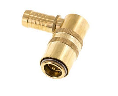 Brass DN 9 Mold Coupling Socket 13 mm Hose Pillar Double Shut-Off 90-deg