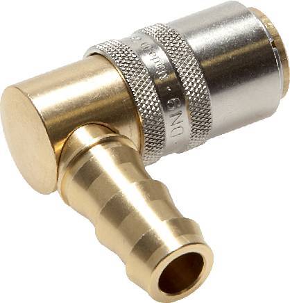 Brass DN 9 Mold Coupling Socket 12.7 mm Hose Pillar Unlocking Protection 90-deg