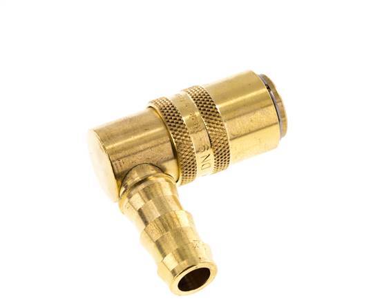 Brass DN 9 Mold Coupling Socket 12.7 mm Hose Pillar Double Shut-Off 90-deg