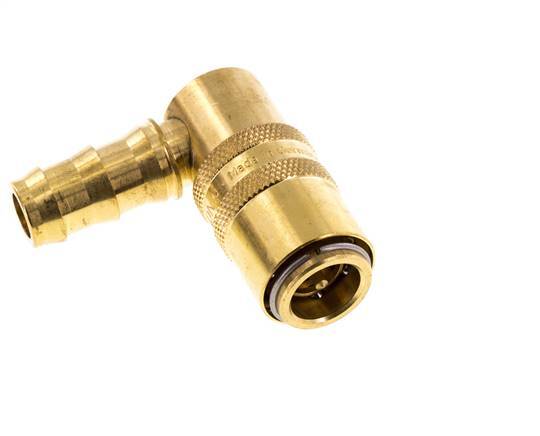 Brass DN 9 Mold Coupling Socket 12.7 mm Hose Pillar Double Shut-Off 90-deg