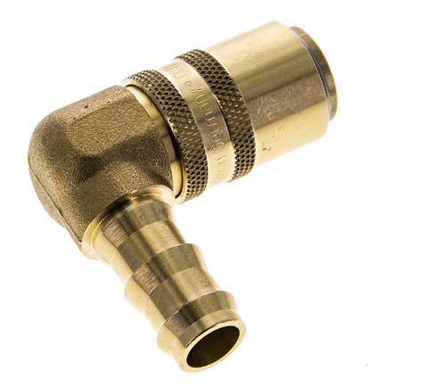 Brass DN 9 Mold Coupling Socket 12.7 mm Hose Pillar Double Shut-Off 90-deg