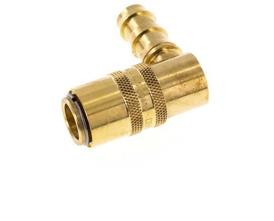 Brass DN 9 Mold Coupling Socket 12.7 mm Hose Pillar Double Shut-Off 90-deg