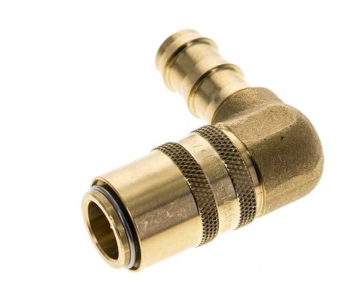Brass DN 9 Mold Coupling Socket 12.7 mm Hose Pillar Double Shut-Off 90-deg