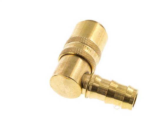 Brass DN 9 Mold Coupling Socket 12.7 mm Hose Pillar Double Shut-Off 90-deg