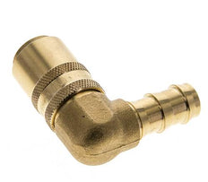 Brass DN 9 Mold Coupling Socket 12.7 mm Hose Pillar Double Shut-Off 90-deg
