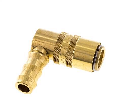 Brass DN 9 Mold Coupling Socket 12.7 mm Hose Pillar Double Shut-Off 90-deg