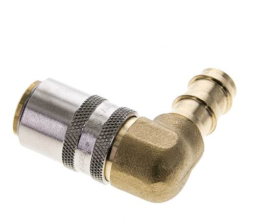 Brass DN 9 Mold Coupling Socket 12.7 mm Hose Pillar 90-deg
