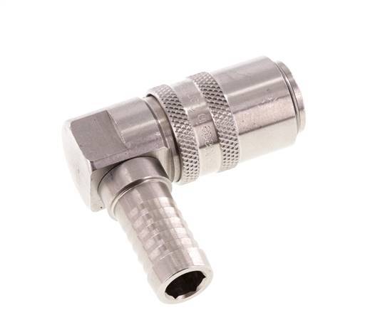 Stainless Steel DN 9 Mold Coupling Socket 13 mm Hose Pillar Double Shut-Off 90-deg