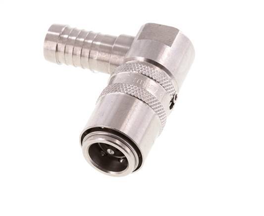 Stainless Steel DN 9 Mold Coupling Socket 13 mm Hose Pillar Double Shut-Off 90-deg