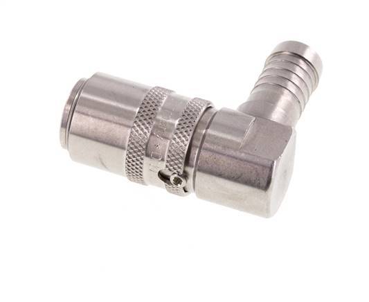 Stainless Steel DN 9 Mold Coupling Socket 13 mm Hose Pillar Double Shut-Off 90-deg