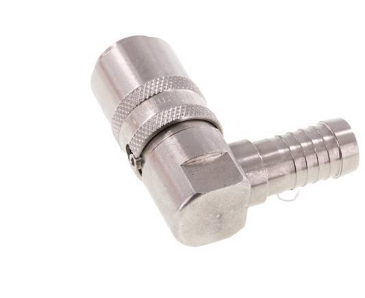 Stainless Steel DN 9 Mold Coupling Socket 13 mm Hose Pillar Double Shut-Off 90-deg