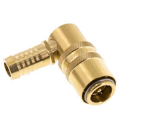 Brass DN 9 Mold Coupling Socket 13 mm Hose Pillar Unlocking Protection Double Shut-Off 90-deg