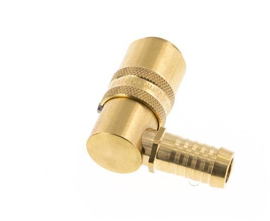 Brass DN 9 Mold Coupling Socket 13 mm Hose Pillar Unlocking Protection Double Shut-Off 90-deg