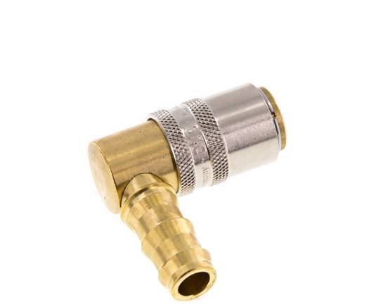 Brass DN 9 Mold Coupling Socket 12.7 mm Hose Pillar Unlocking Protection 90-deg