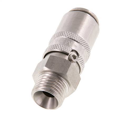 Stainless Steel DN 6 Mold Coupling Socket M14x1.5 Male Threads Double Shut-Off
