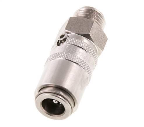 Stainless Steel DN 6 Mold Coupling Socket G 1/4 inch Male Threads Double Shut-Off