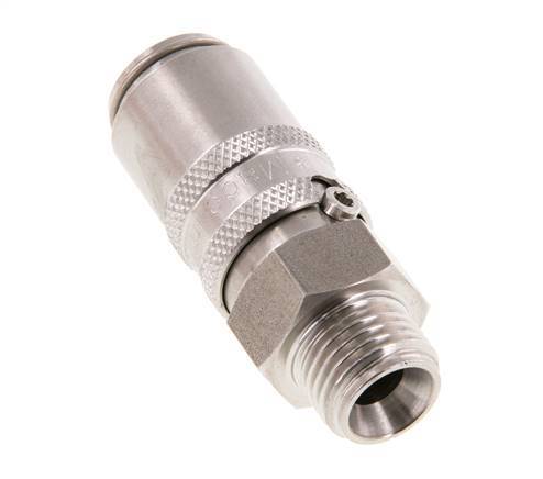 Stainless Steel DN 6 Mold Coupling Socket G 1/4 inch Male Threads Double Shut-Off