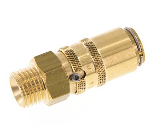 Brass DN 6 Mold Coupling Socket M14x1.5 Male Threads Unlocking Protection Double Shut-Off