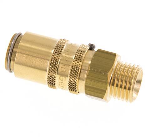 Brass DN 6 Mold Coupling Socket M14x1.5 Male Threads Unlocking Protection Double Shut-Off