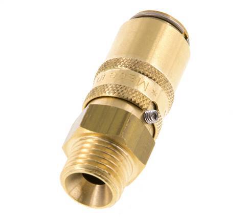 Brass DN 6 Mold Coupling Socket M14x1.5 Male Threads Unlocking Protection Double Shut-Off