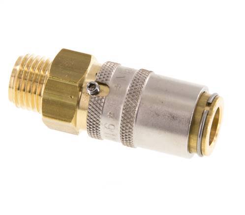 Brass DN 6 Mold Coupling Socket G 1/4 inch Male Threads Unlocking Protection