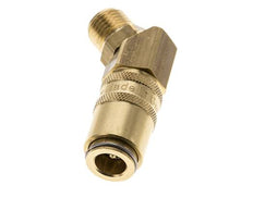 Brass DN 6 Mold Coupling Socket G 1/4 inch Male Threads Double Shut-Off 45-deg