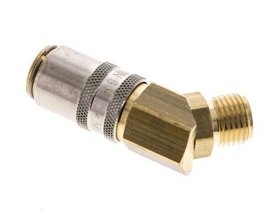 Brass DN 6 Mold Coupling Socket G 1/4 inch Male Threads 45-deg