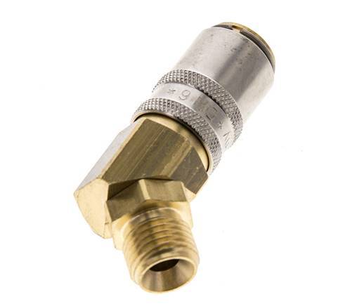 Brass DN 6 Mold Coupling Socket G 1/4 inch Male Threads 45-deg