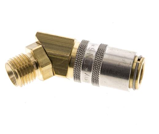 Brass DN 6 Mold Coupling Socket G 1/4 inch Male Threads 45-deg