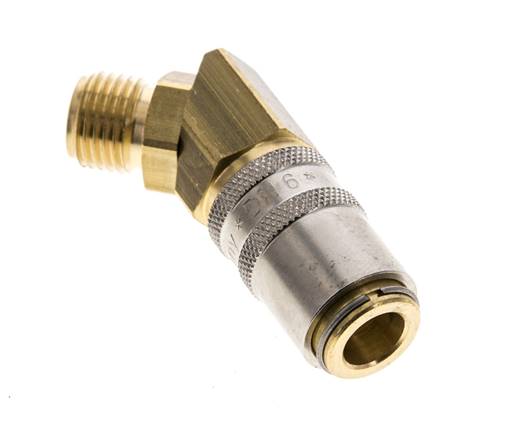 Brass DN 6 Mold Coupling Socket G 1/4 inch Male Threads 45-deg