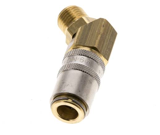 Brass DN 6 Mold Coupling Socket G 1/4 inch Male Threads 45-deg