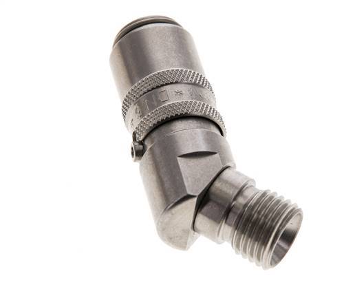 Stainless Steel DN 6 Mold Coupling Socket M14x1.5 Male Threads Double Shut-Off 45-deg