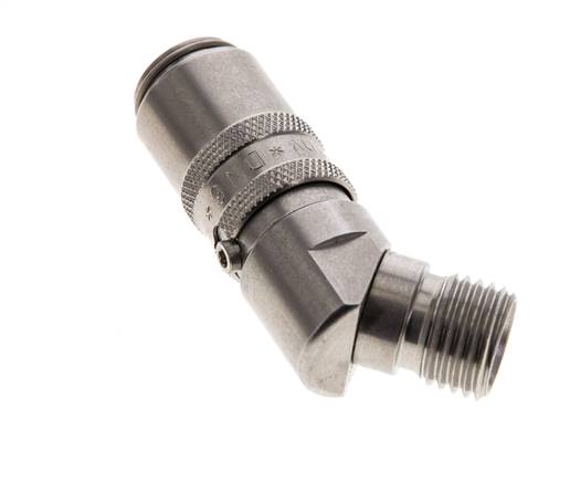 Stainless Steel DN 6 Mold Coupling Socket M14x1.5 Male Threads Double Shut-Off 45-deg
