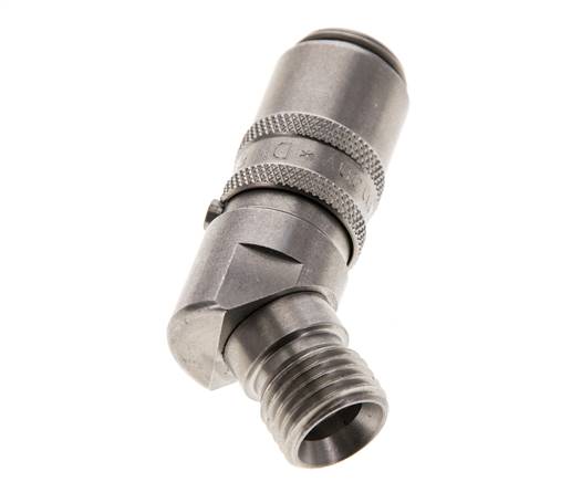 Stainless Steel DN 6 Mold Coupling Socket M14x1.5 Male Threads Double Shut-Off 45-deg