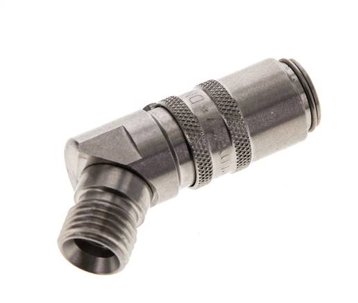 Stainless Steel DN 6 Mold Coupling Socket M14x1.5 Male Threads Double Shut-Off 45-deg