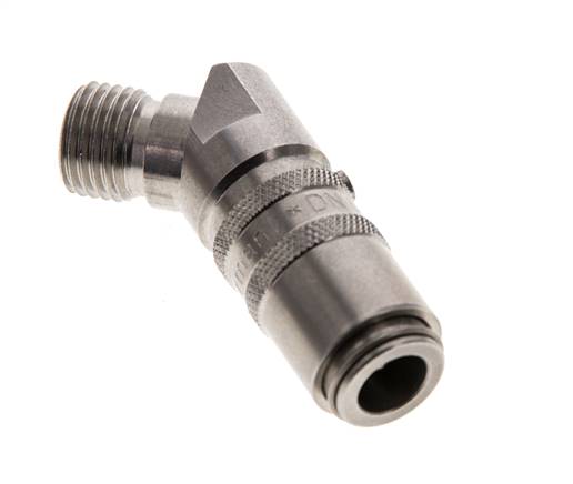 Stainless Steel DN 6 Mold Coupling Socket M14x1.5 Male Threads Double Shut-Off 45-deg