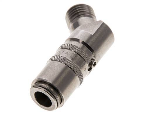 Stainless Steel DN 6 Mold Coupling Socket M14x1.5 Male Threads Double Shut-Off 45-deg