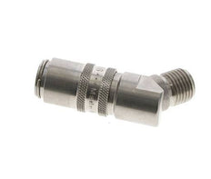 Stainless Steel DN 6 Mold Coupling Socket G 1/4 inch Male Threads Double Shut-Off 45-deg