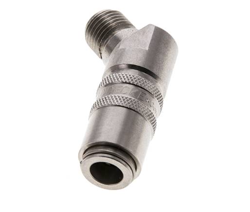 Stainless Steel DN 6 Mold Coupling Socket G 1/4 inch Male Threads 45-deg