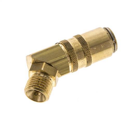 Brass DN 6 Mold Coupling Socket M14x1.5 Male Threads Unlocking Protection Double Shut-Off 45-deg