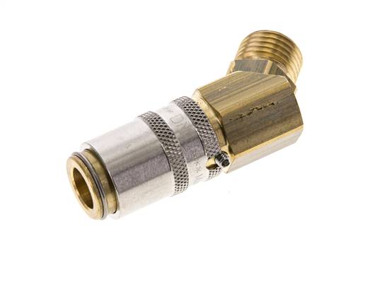 Brass DN 6 Mold Coupling Socket M14x1.5 Male Threads Unlocking Protection 45-deg