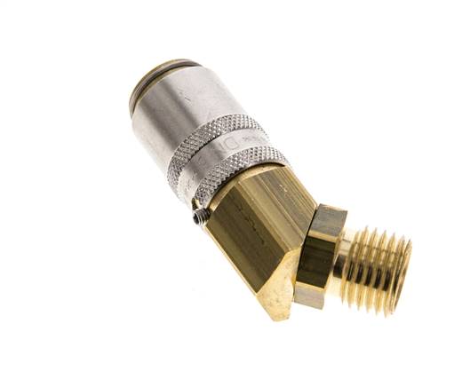 Brass DN 6 Mold Coupling Socket M14x1.5 Male Threads Unlocking Protection 45-deg
