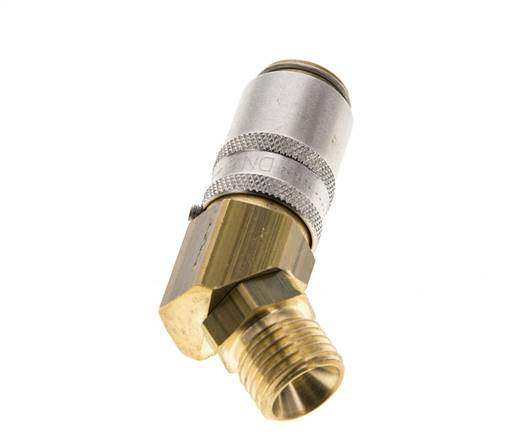 Brass DN 6 Mold Coupling Socket M14x1.5 Male Threads Unlocking Protection 45-deg