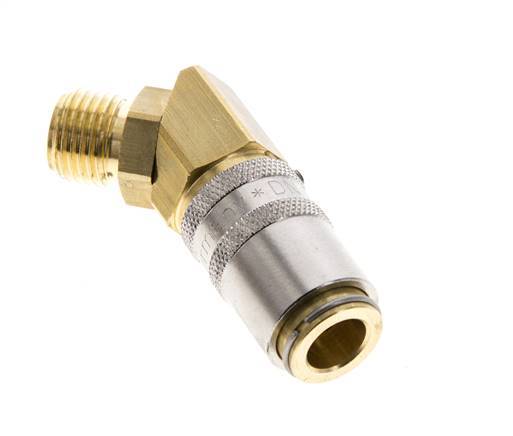 Brass DN 6 Mold Coupling Socket G 1/4 inch Male Threads Unlocking Protection 45-deg