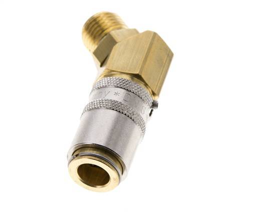 Brass DN 6 Mold Coupling Socket G 1/4 inch Male Threads Unlocking Protection 45-deg