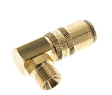 Brass DN 6 Mold Coupling Socket M14x1.5 Male Threads Double Shut-Off 90-deg