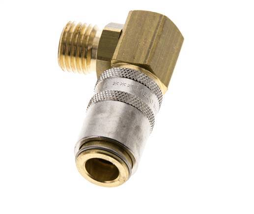 Brass DN 6 Mold Coupling Socket M14x1.5 Male Threads 90-deg